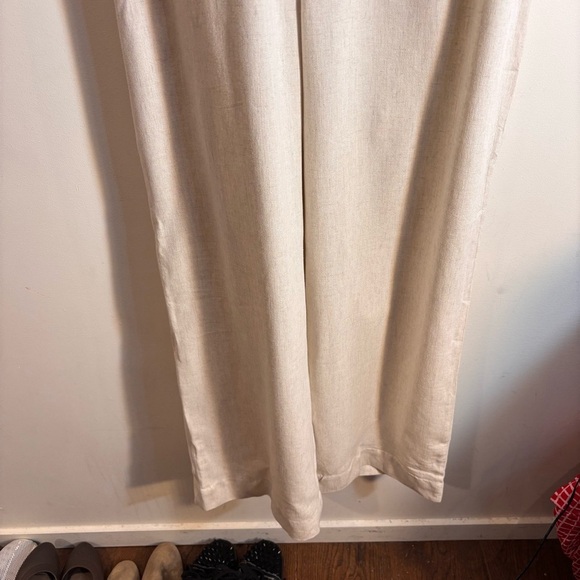 CLUB MONACO Sz 10 Open Back Jumpsuit Linen Cotton Tencel Blend Wide Leg NEW Ecru - Picture 7 of 16